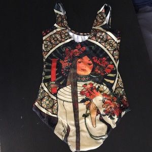 Graphic designed Bathing suit- Never worn